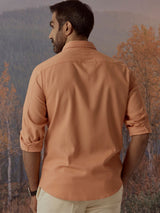 Men's Gold Casual Regular Fit Solid Full Sleeves Shirt