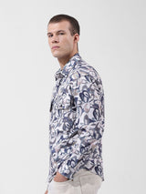 Men's Cream Casual Printed Full Sleeves Shirt