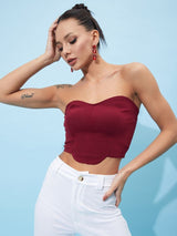 Women's Maroon Casual Solid Regular Fit Sleeveless Top
