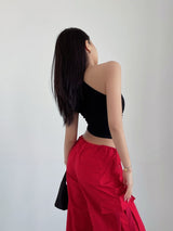 Women's Black Casual Skinny Fit Solid Top
