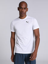 Mens White Sports Regular Half Sleeves Tshirt