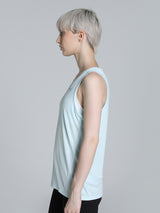 Womens Blue Sports Solid Sleeveless Top