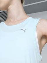Womens Blue Sports Solid Sleeveless Top