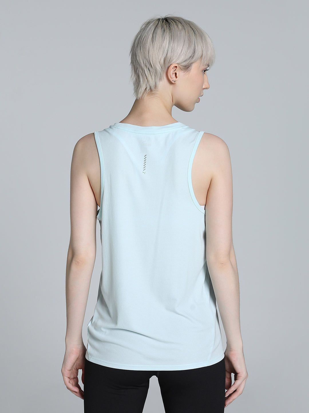 Womens Blue Sports Solid Sleeveless Top
