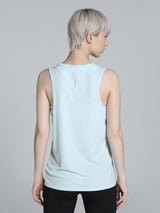 Womens Blue Sports Solid Sleeveless Top