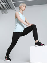 Womens Blue Sports Solid Sleeveless Top