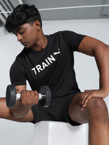 Mens Black Sports Regular Half Sleeves Tshirt
