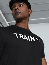 Mens Black Sports Regular Half Sleeves Tshirt