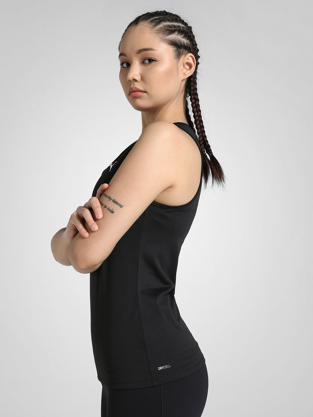 Womens Black Sports Solid Sleeveless Top