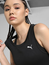 Womens Black Sports Solid Sleeveless Top