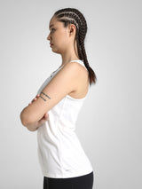 Womens White Sports Solid Sleeveless Top