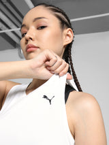 Womens White Sports Solid Sleeveless Top