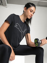 Womens Black Sports Regular Half Sleeves Tshirt