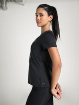 Womens Black Sports Regular Half Sleeves Tshirt