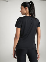 Womens Black Sports Regular Half Sleeves Tshirt