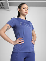 Womens Blue Sports Regular Half Sleeves Tshirt