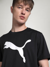 Men Black Sports Regular Half Sleeves Tshirt