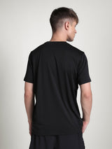 Men Black Sports Regular Half Sleeves Tshirt