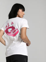 Womens White Sports Regular Half Sleeves Tshirt