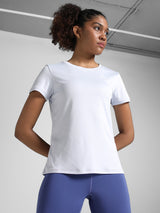 Womens White Sports Regular Half Sleeves Tshirt
