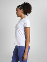 Womens White Sports Regular Half Sleeves Tshirt