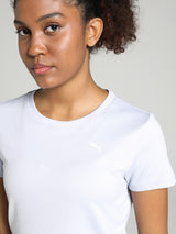 Womens White Sports Regular Half Sleeves Tshirt