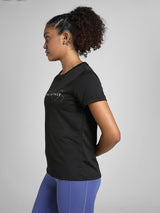 Womens Black Sports Regular Half Sleeves Tshirt