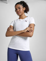 Womens White Sports Regular Half Sleeves Tshirt