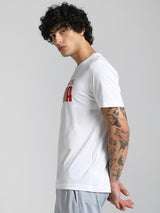 Mens White Sports Regular Half Sleeves Tshirt