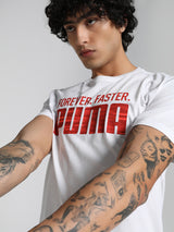 Mens White Sports Regular Half Sleeves Tshirt