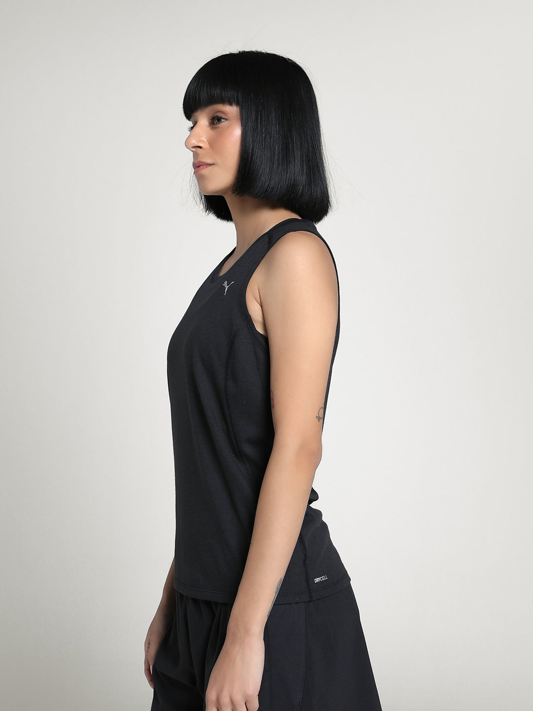 Womens Black Sports Solid Sleeveless Top