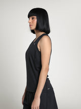 Womens Black Sports Solid Sleeveless Top
