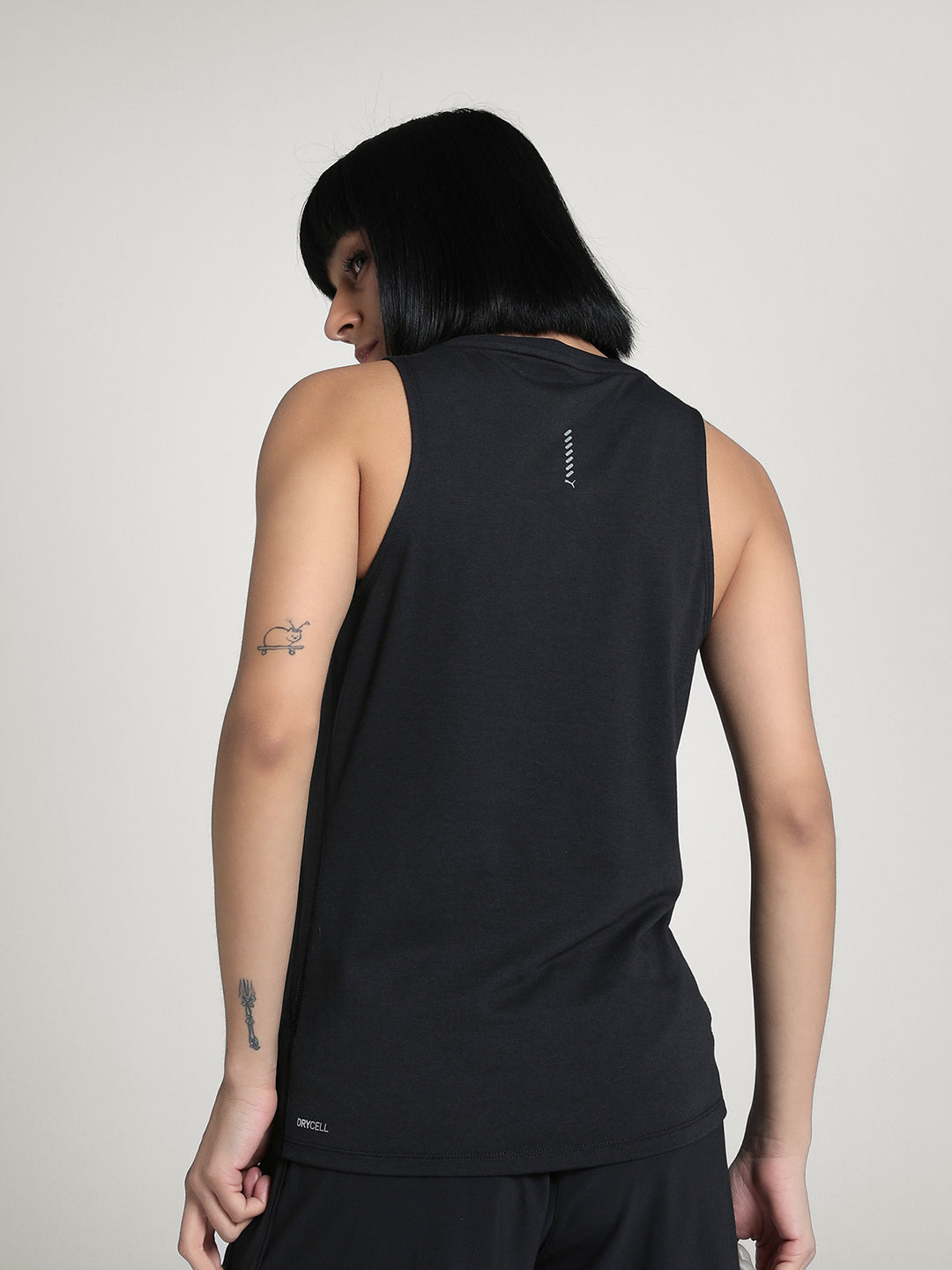 Womens Black Sports Solid Sleeveless Top