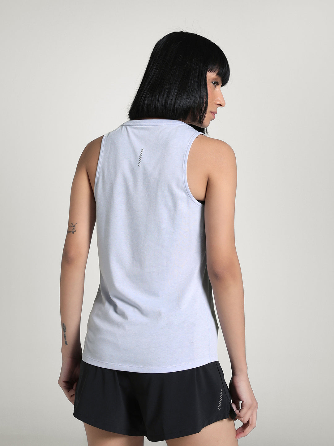Womens Blue Sports Solid Sleeveless Top