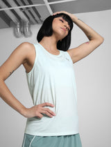 Womens Blue Sports Solid Sleeveless Top