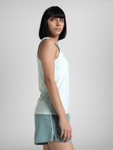 Womens Blue Sports Solid Sleeveless Top