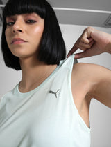 Womens Blue Sports Solid Sleeveless Top