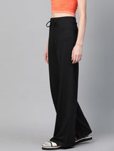 Women's Black Casual Solid Regular Fit Trackpant