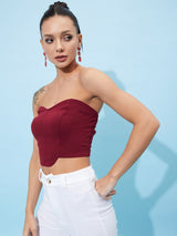 Women's Maroon Casual Solid Regular Fit Sleeveless Top