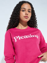 Women's Pink Casual Regular Fit Printed Full Sleeves Sweatshirt