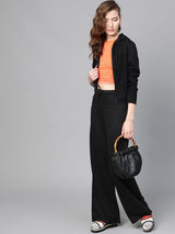 Women's Black Casual Solid Regular Fit Trackpant