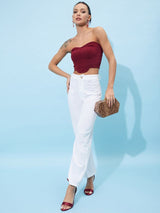 Women's Maroon Casual Solid Regular Fit Sleeveless Top