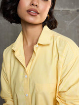 Women's Yellow & White Striped Oversized Shirt