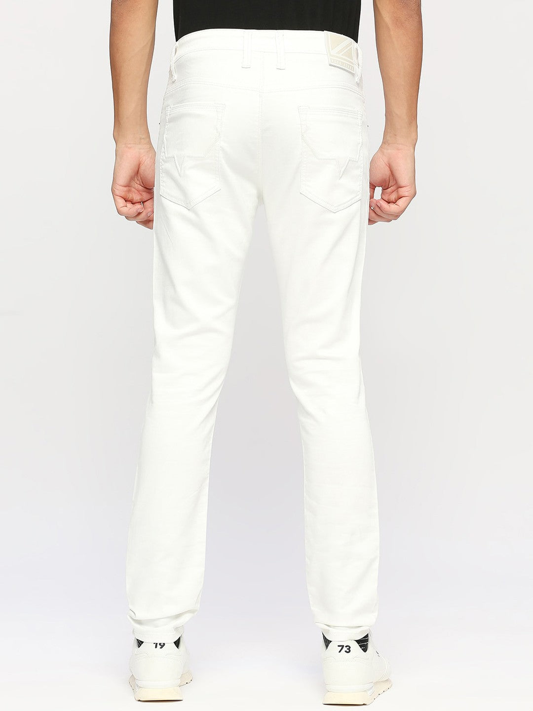 Mens White Slim Stretchable Jeans