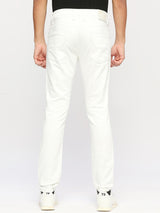 Mens White Slim Stretchable Jeans