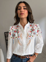 Women's White Placement Print Shirt