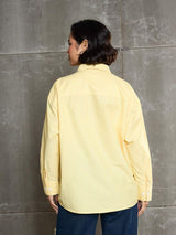 Women's Yellow & White Striped Oversized Shirt