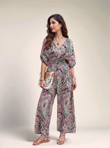 Women's Grey Floral Print Jumpsuit