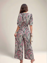 Women's Grey Floral Print Jumpsuit