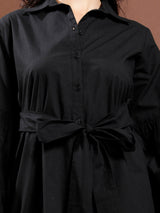 Women's Black Casual Midi Dress